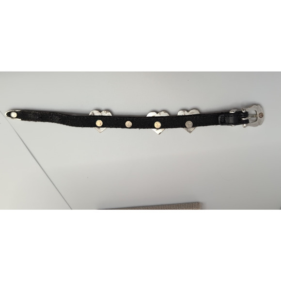 Brighton Black Leather Buckle Bracelet Victorian 0nly 3 Hearts Wrap Retired Rare - Picture 2 of 3